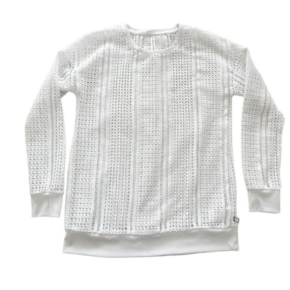 Fabletics Sophie White Tunic Open Knit Long Sleeve Cover Up Women's Sz S - Picture 10 of 10